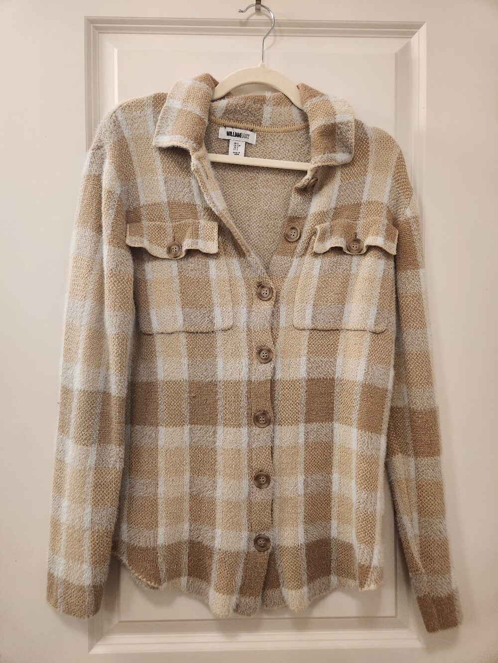 William Rast Tan Plaid Knit Sweater